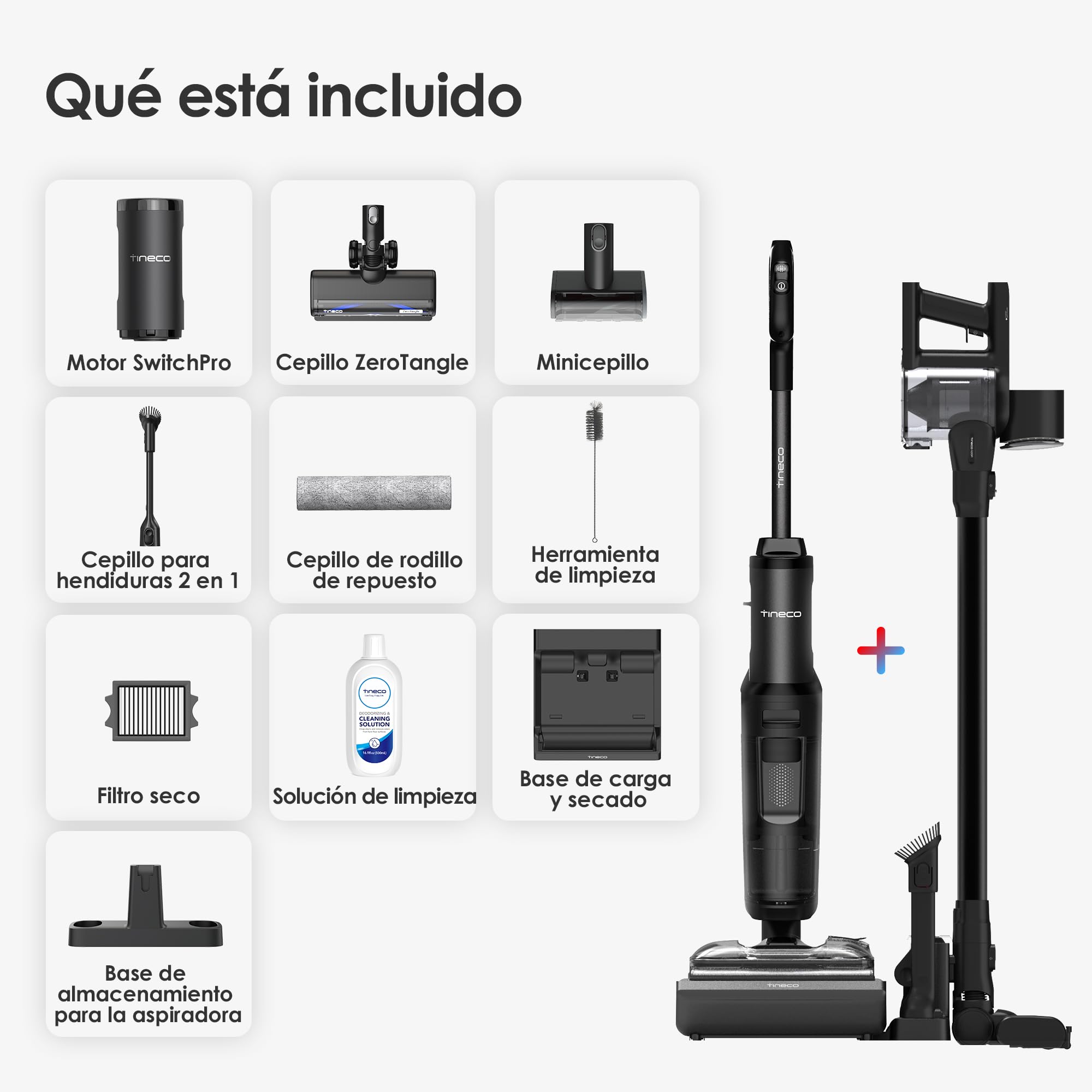 Tineco Floor One Switch S7 Stretch - Aspirador en seco y húmedo con batería 5 en 1, FlashDry Autolimpieza, DualBlock Antienredos, 50 min de autonomía, 22 kPa, Limpiador de Suelos Multifuncional para