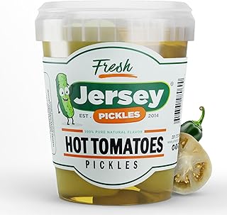 Jersey Pickles - Hot Pickled Tomatoes (Quart) – Pickled Vegetable – Handcrafted Gourmet Topping for Sandwiches, Charcuterie & More