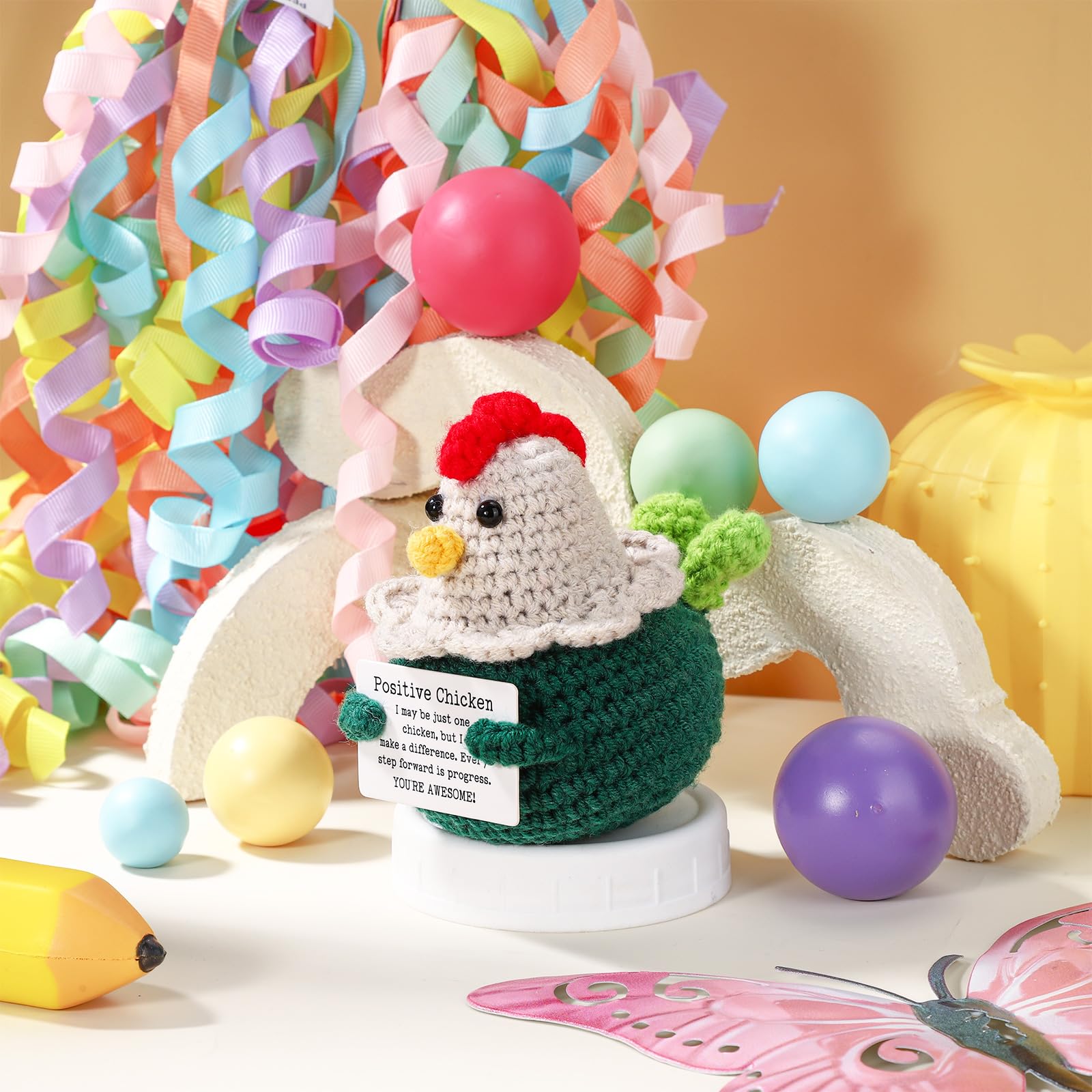TOYMIS Positive Crochet Chicken - Image 4