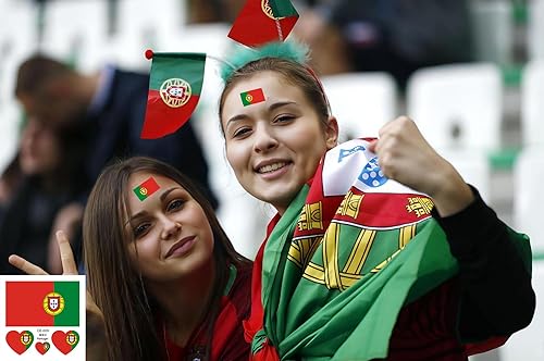 Miniatura 2 de 10 hojas de tatuajes faciales temporales de la bandera de Portugal 2022, 40 tatuajes falsos extraíbles, para hombres, niños y mujeres (Portugal)