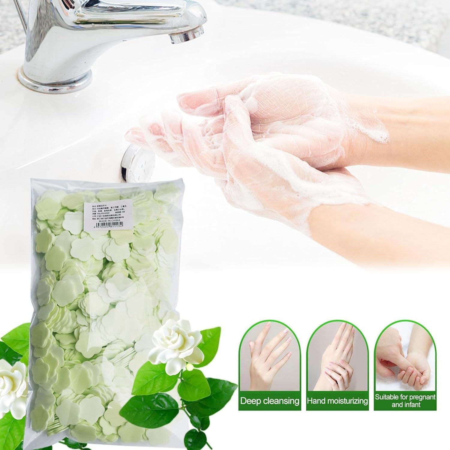 1000 hojas portátiles desechables, portátiles, viajes, senderismo, lavado de manos, baño, artículos de tocador de papel, papeles suaves para jabón de papel, fragancia, cuidado de pies y manos 3