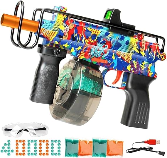 Electric Gel Ball Blaster, Full Auto Electric Splatter Ball Toys, 12 Rounds Per Seconds with Rechargeable Batteries, Line, Goggles Outdoor Team Game Toy Christmas Birthday Gift for Boys Girls Kids
