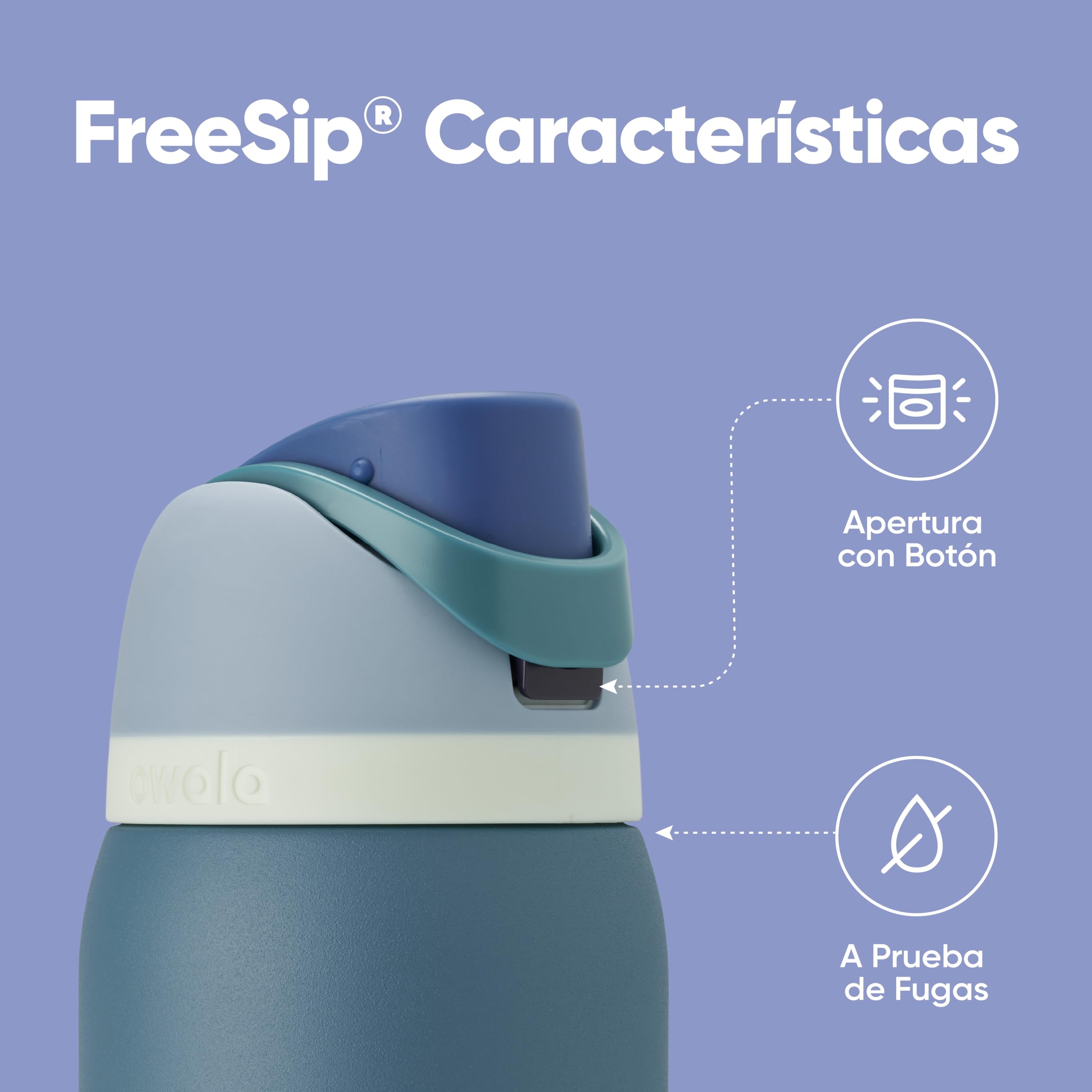 Owala FreeSip botella agua acero inoxidable con pajita, 945 ml - Botella térmica a prueba de fugas para el deporte y los viajes, sin BPA, Denim