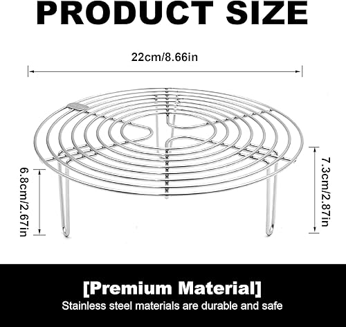 Miniatura 2 de Estante redondo de vapor y estante de enfriamiento, salvamanteles de olla de acero inoxidable, estante de cocina, soporte de rejilla de vapor de