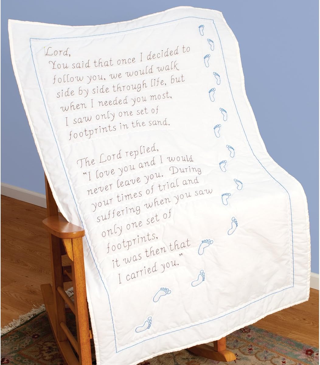 Jack Dempsey 940 493 Stamped White Lap Quilt Top, 40 by 60-Inch, Footprints