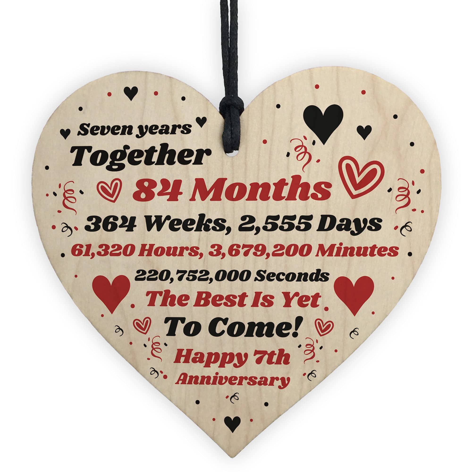 7th Anniversary Husband Wife Wedding Seven Years Mr & Mrs Wood Heart