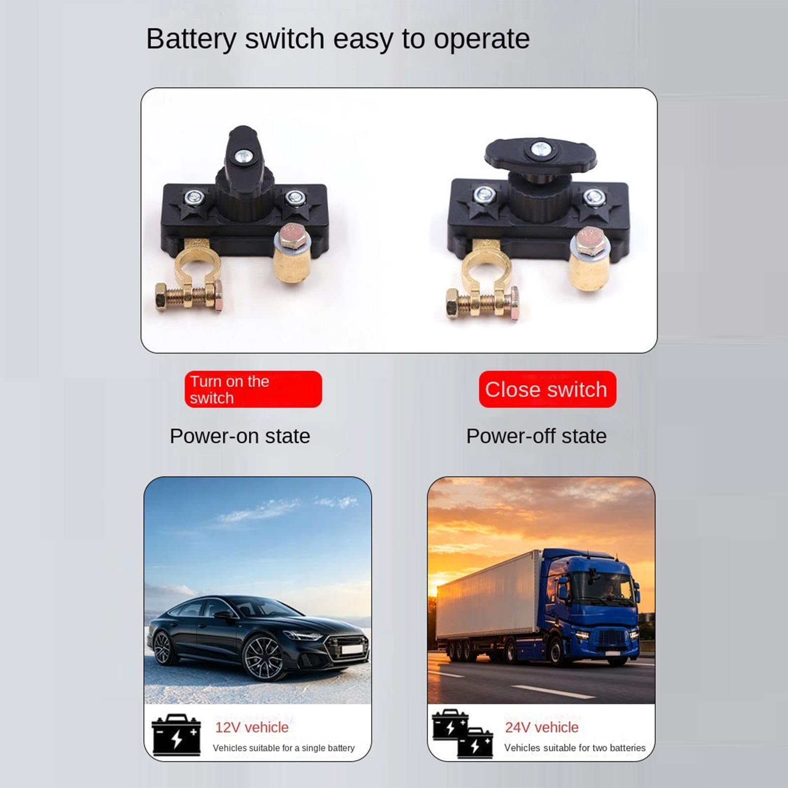 Interruttore Stacca Batteria Auto - 12V 24V Disconnessione Di Batteria per Auto | Controllo Alimentazione Veicolo | Per Camion Camper Barca Rimorchio Trattore Fuoristrada Overlanding