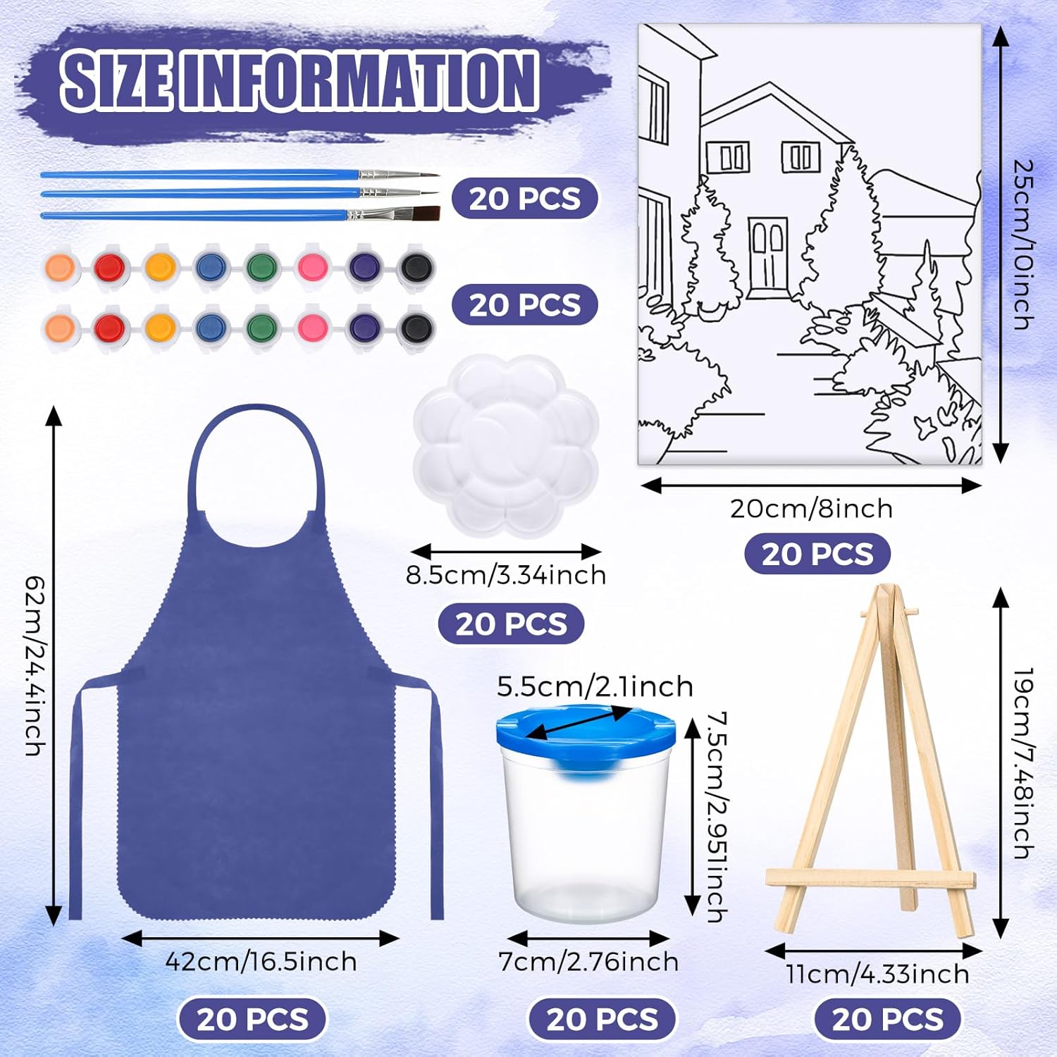 Sherr 140 Pcs 20 Set Pre Drawn Canvas Kit for Painting Craft Sip and Paint Kit for Adults Pre Printed Canvas Painting Favor for Virtual DIY Birthday Gifts Adult's Date Party(Sceneries)