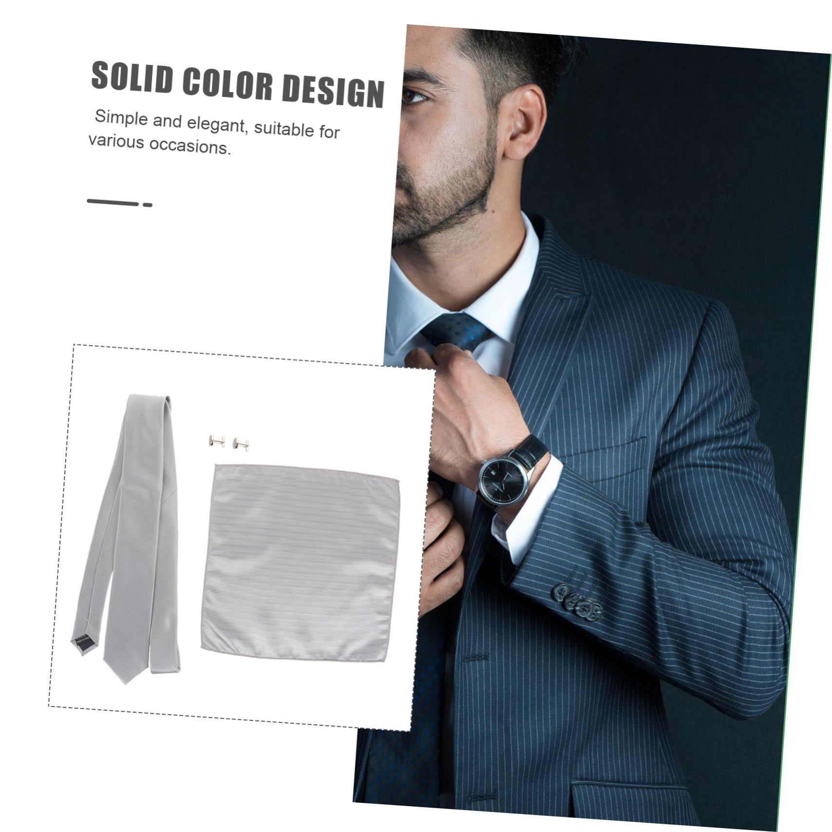 Correas de amarre corbatas de hombre pañuelo corbata de hombre envoltura de manga atar accesorios para novio correa de amarre Poliéster Grey