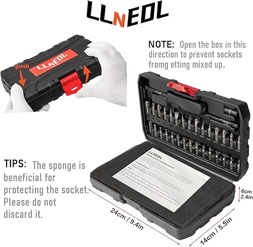 Miniatura 3 de LLNEDL Juego de llaves hexagonales Allen de 38 pulgadas de largo, 19 piezas de cabeza hexagonal estándar SAE y métrica (18"-38", 0.118-0.472 in),