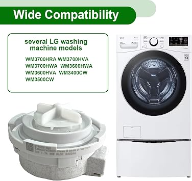 EAU63743803 NTWC021S03 Drain Motor Pump Compatible with LG Washer Machine | Fit for WM3400CW WM3500CW WM3600HWA WM3600HVA WM3700HWA WM3700HVA, DC 26V 1.7A 45W, Replaces 4961860 AP6991506 PS16223522