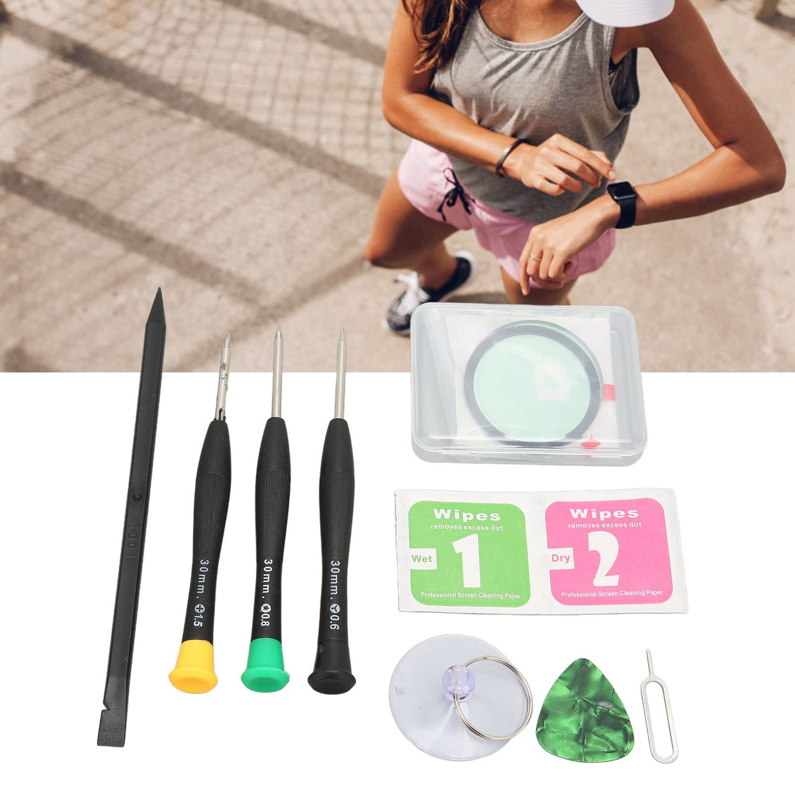 Cuifati Kit de Reemplazo de Vidrio Frontal de Reloj para 44 Mm R870 R875 - Kit de Reparación de Pantalla de Vidrio Templado Premium, Cubierta de Repuesto Duradera, Herramientas de Instalación