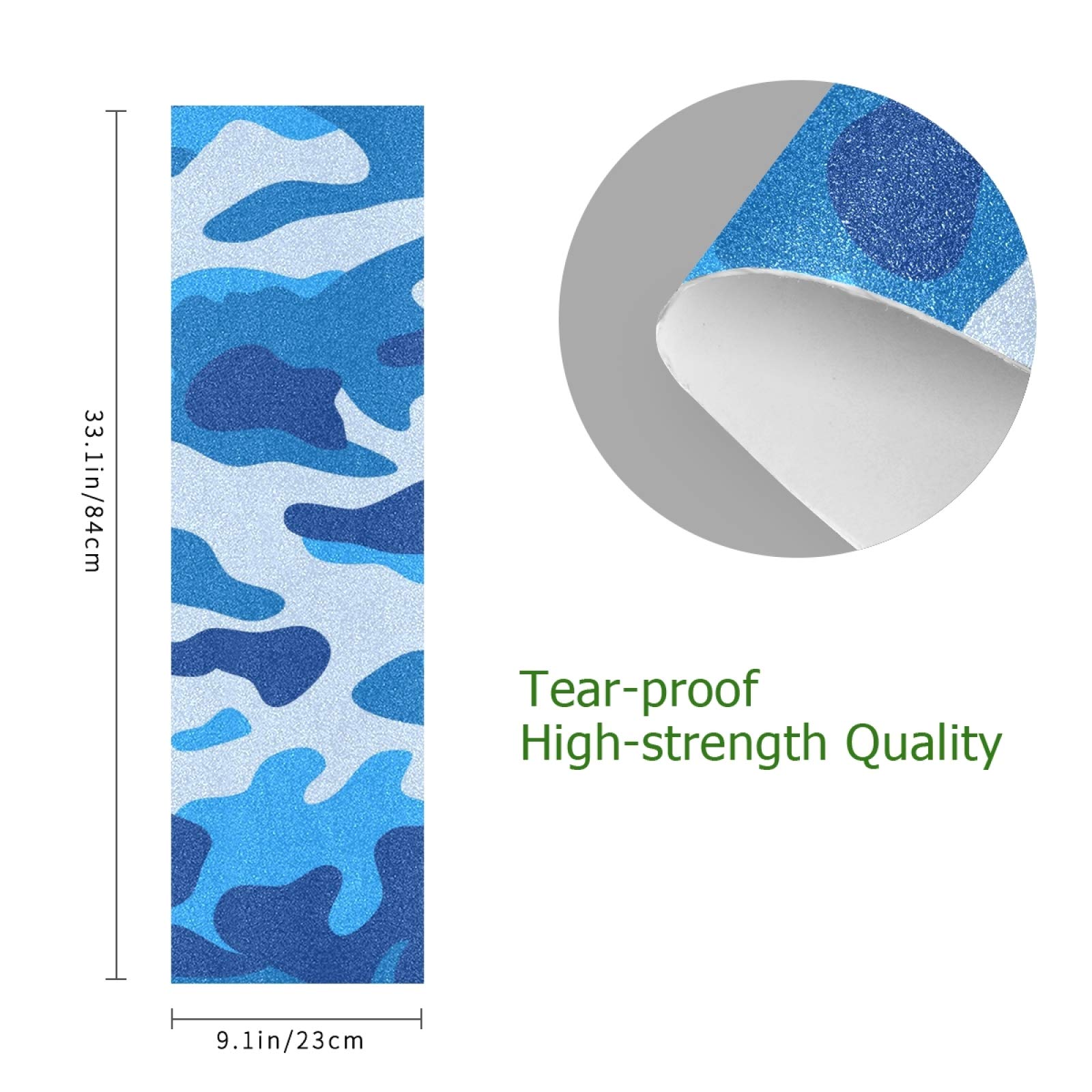 MNSRUU Bande Antidérapante Pour Skateboard Motif Camouflage Bleu 22,9 X