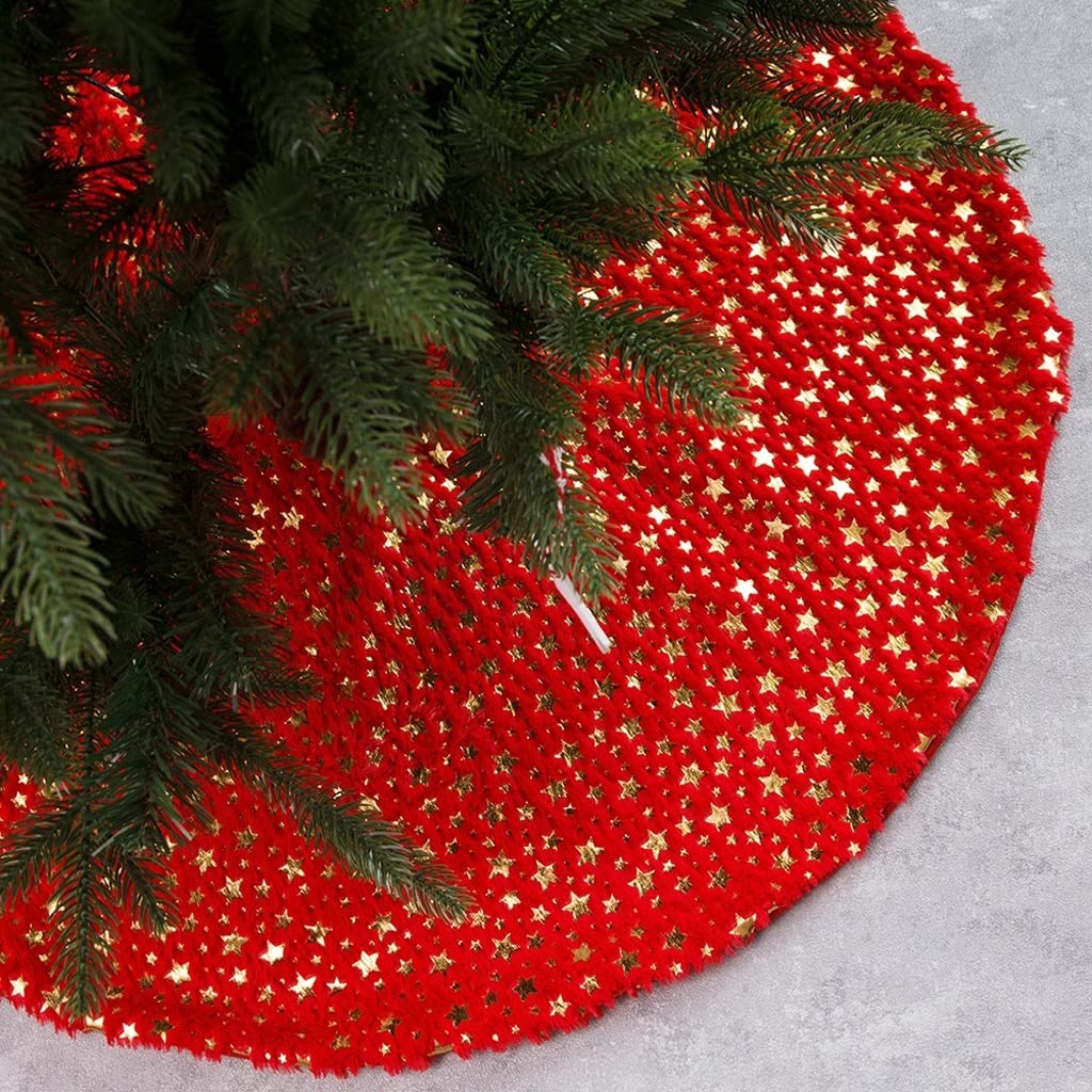 Spódnica pod Choinkę Spódnica Choinkowa Gwiazda drukowana choinki spódnica pluszowa xmas drzewo dywan mata Merry Christmas dekoracji ornament nowy rok wystrój domu prezent Spódnice pod Choinkę Mata po