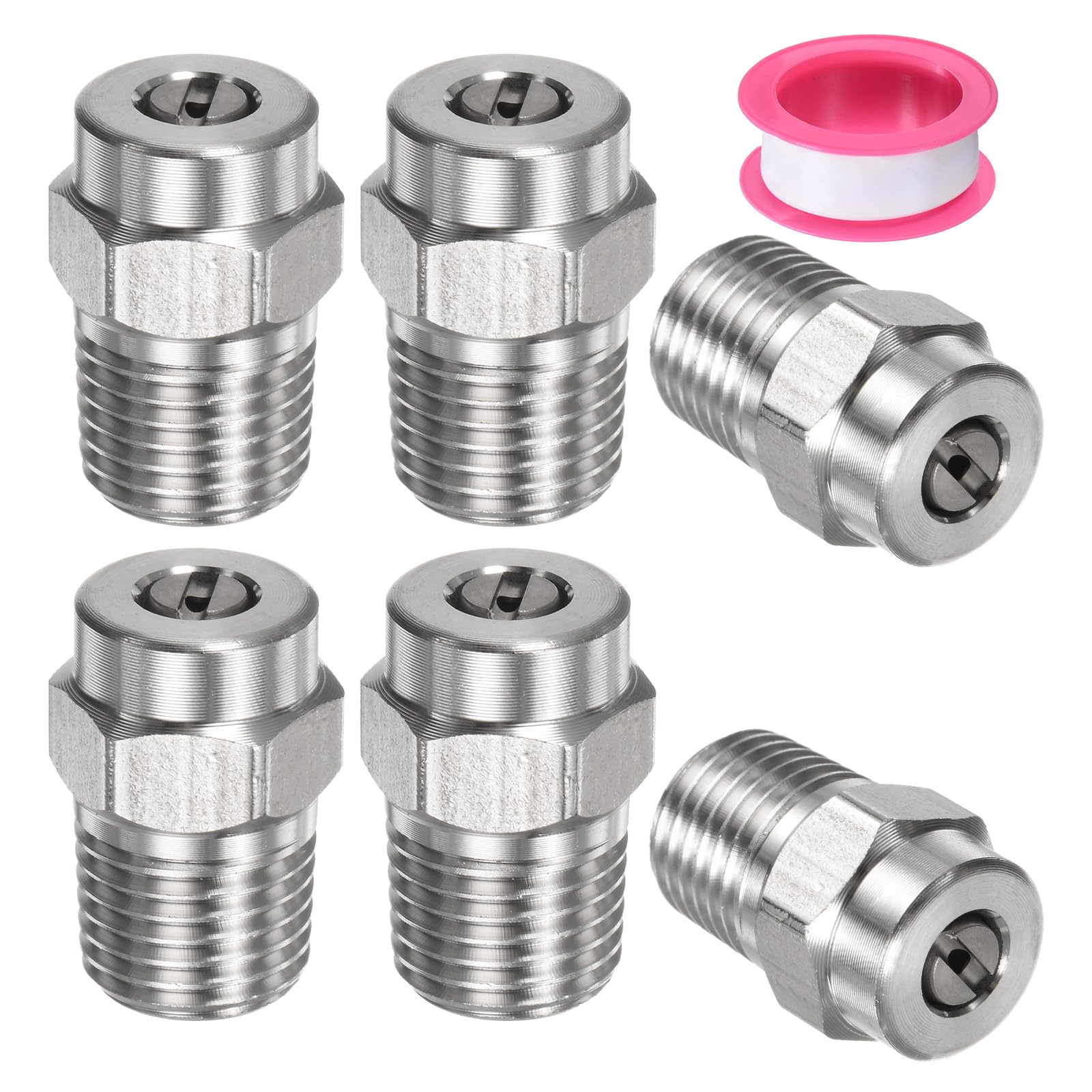 M METERXITY 6 Pack Boquillas De Limpieza De Superficie - Boquillas De Reemplazo Para Hidrolimpiadora De 25 Grados 1/4" NPT Macho, Aplicable A Pistolas De Agua (Orificio De 1.514mm)