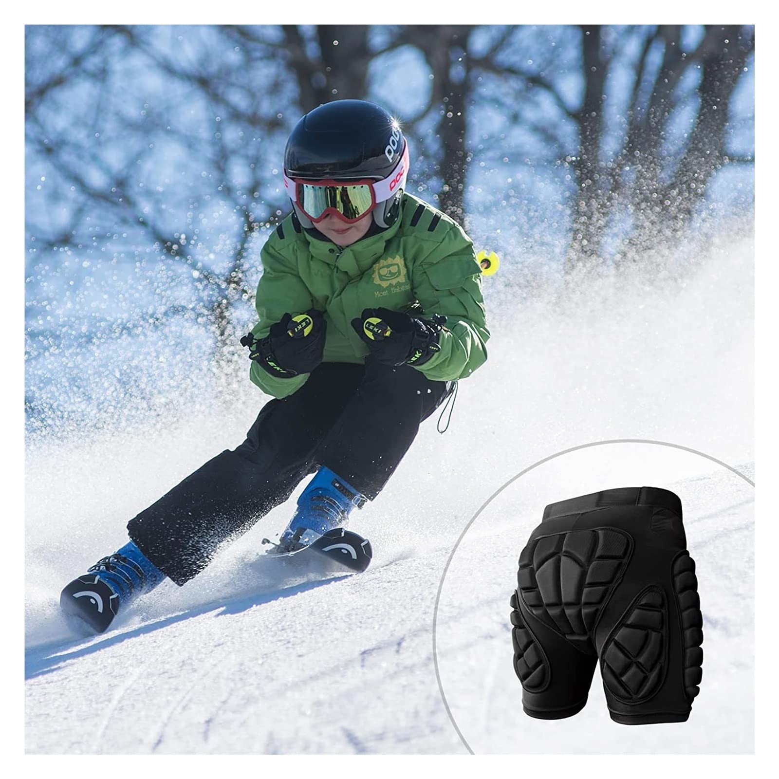 YILIN Pantaloncini Imbottiti in Eva con Protezione 3D for Sci, Pattinaggio su Ghiaccio, Snowboard, Skateboard for Uomo Donna