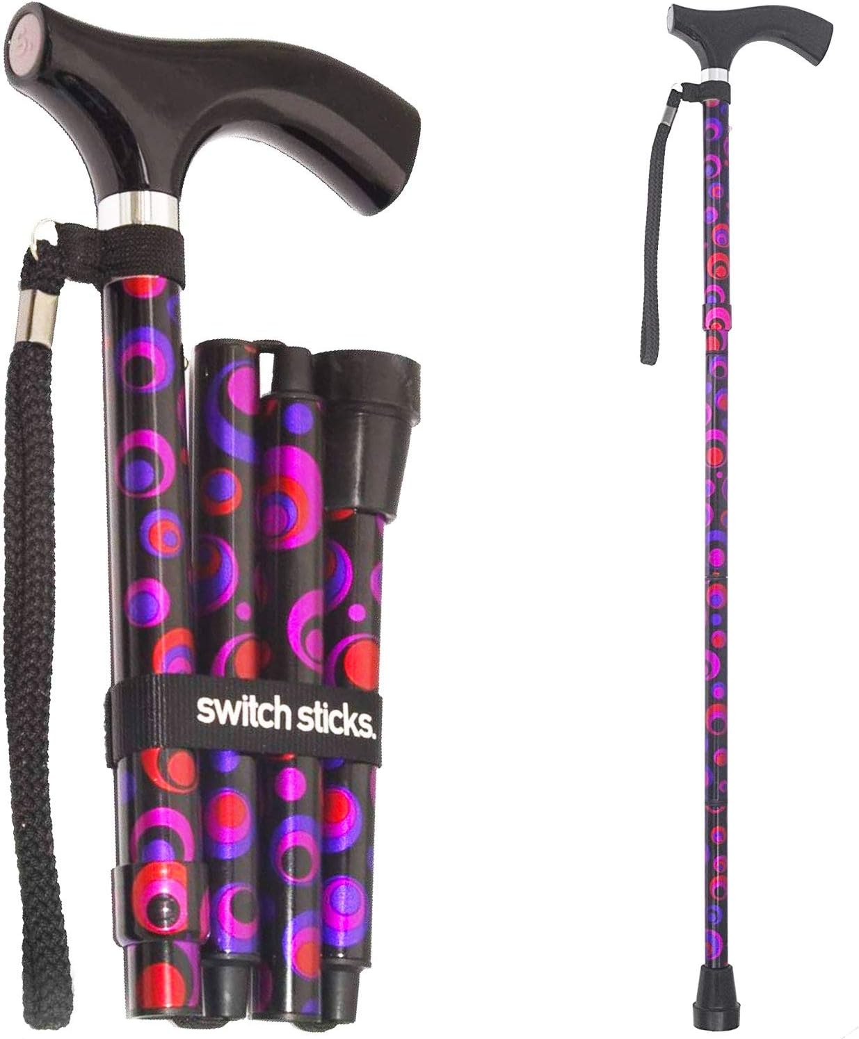 Switch Sticks Unisex Folding Walking Cane Adjustable 32-37" FSA and HSA Circle