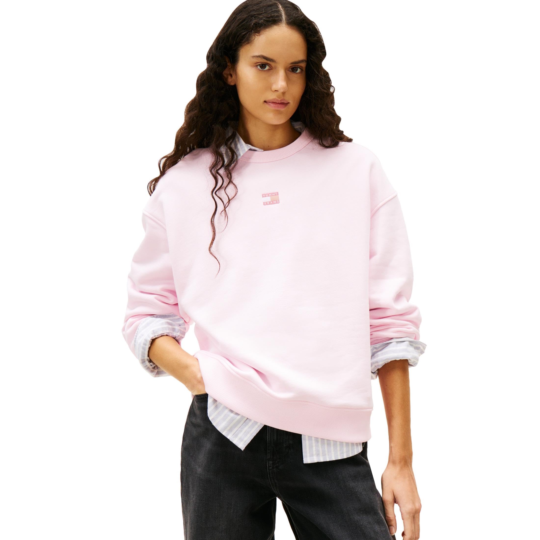 tommy jeans Women's Medium Weight Pullover Crewneck With Center Embroidered Flag Logo-picture-30