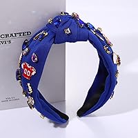 Vista 5 de mokkia Diadema de fútbol para mujer, accesorios de fútbol para mamá, con diamantes de imitación de cristal, diadema ancha con nudo superior