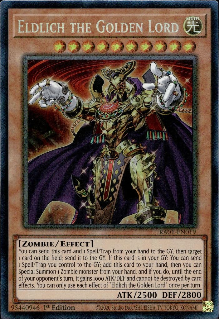 Amazon.com: Yu-Gi-Oh! Eldlich The Golden Lord (PCR) - RA01-EN019 -  Prismatic Collector's Rare