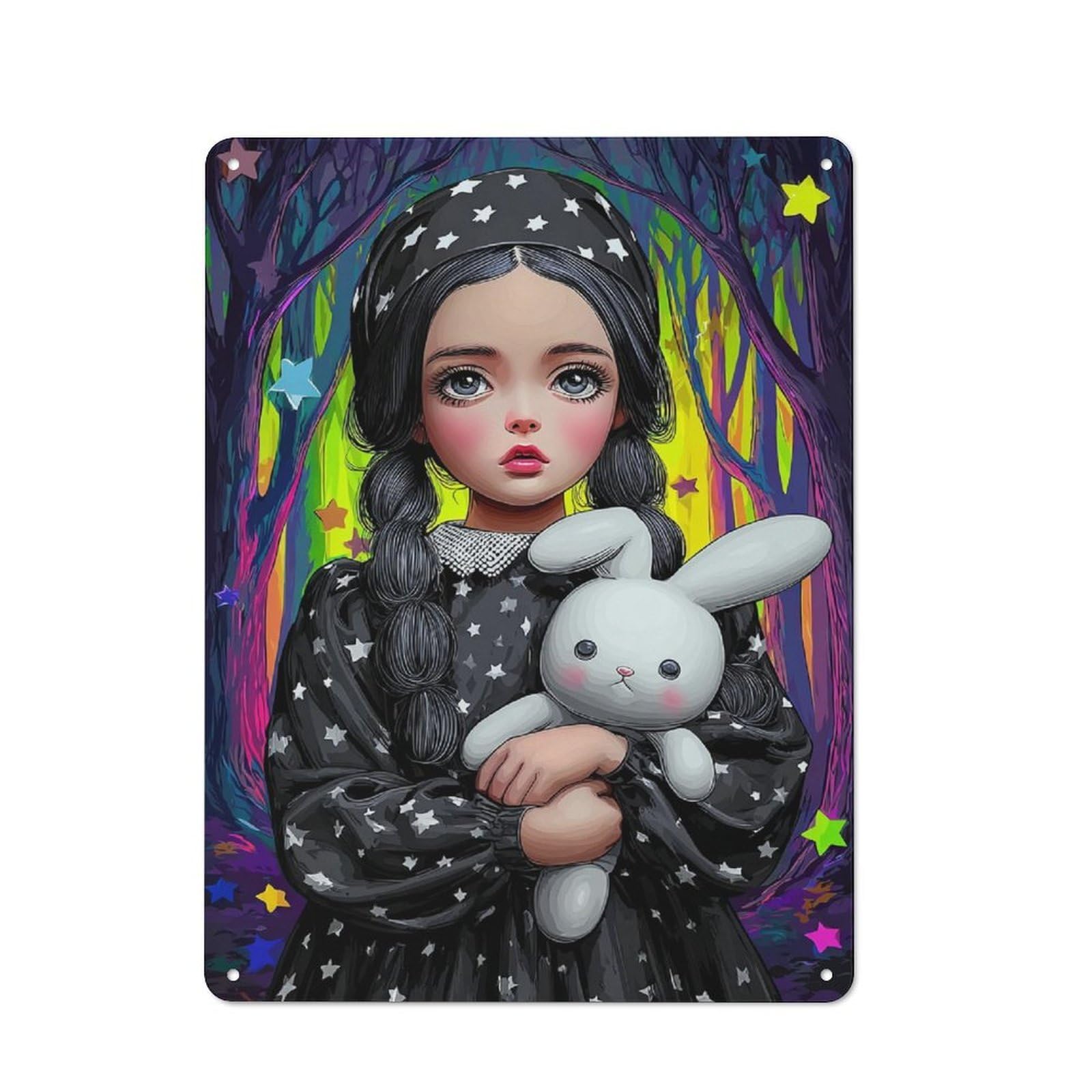 Junmoney Magical Forest With Starry Dress -1 Garage Metal Sign 40X30cm, Retro Workshop Wall Decor For Tool Room, Garage, Studio Or Home Bar