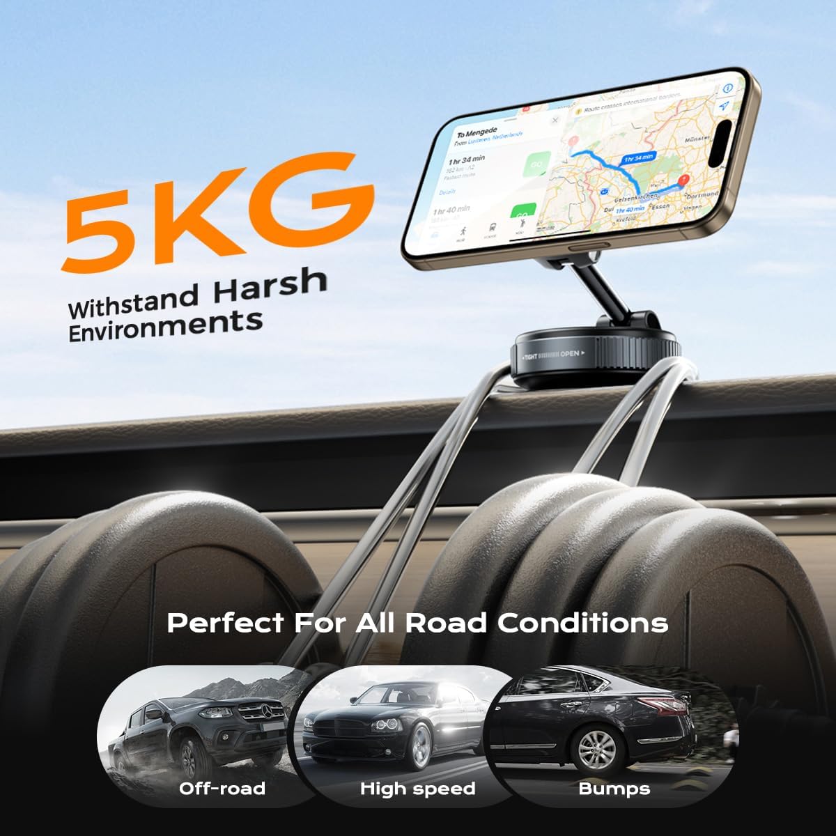 Upgraded Nano Gel Magnetic Phone Holder, 360° Rotation Vacuum Suction Cell Phone Mount for Magsafe,Strong Suction Adjustable Phone Car Mount Foldable Stand for iPhone 12-17 Series(Not Charge Phone) image 3