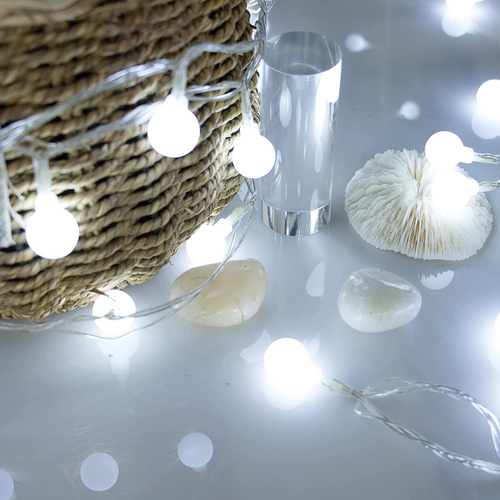 Łańcuch świetlny LED w kształcie kuli, solarny łańcuch świetlny LED, 8 trybów, łańcuch świetlny do dekoracji wnętrz na zewnątrz, do ogrodu, na wesele, imprezę, kolor 0,8 cala