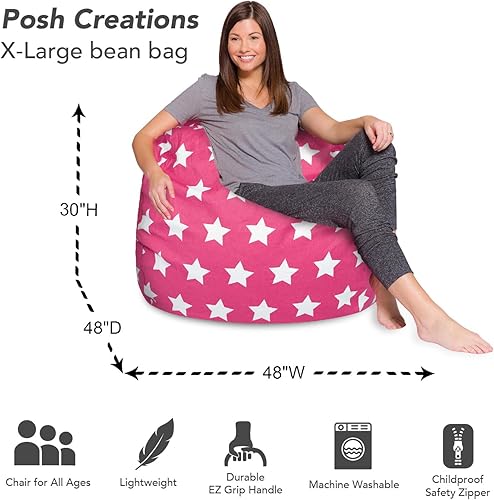 Miniatura 54 de Posh Creations - Sillón puff para niños, adolescentes y adultos, incluye funda extraíble y lavable a máquina, grande de 38 pulgadas, piel de conejo