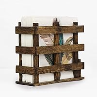 Vista 2 de Consdan Servilletero de madera, adecuado para cocina, restaurante, bar, oficina, fiestas, decoración del hogar (roble antiguo)