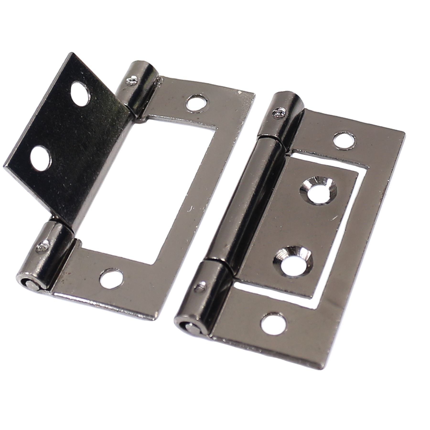 White Hinge Dark 5X Pairs Of 50Mm/2" Chrome Flush Hinges - Cupboard/Cabinet/Wardrobe Hinges