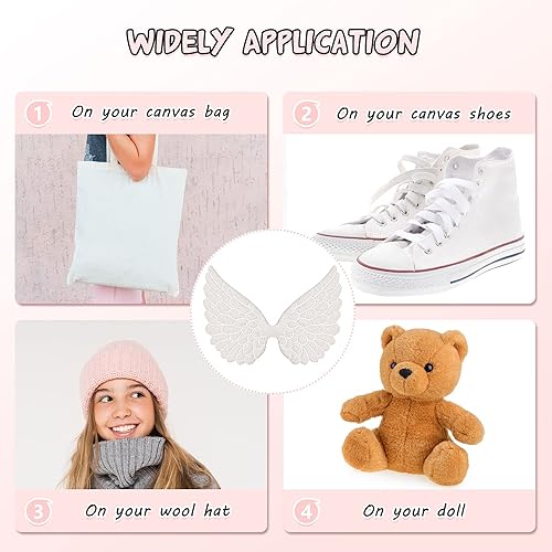 Miniatura 3 de WILLBOND 30 parches de ángel para manualidades, tela estampada dorada, apliques decorativos para coser en apliques decorativos para manualidades,