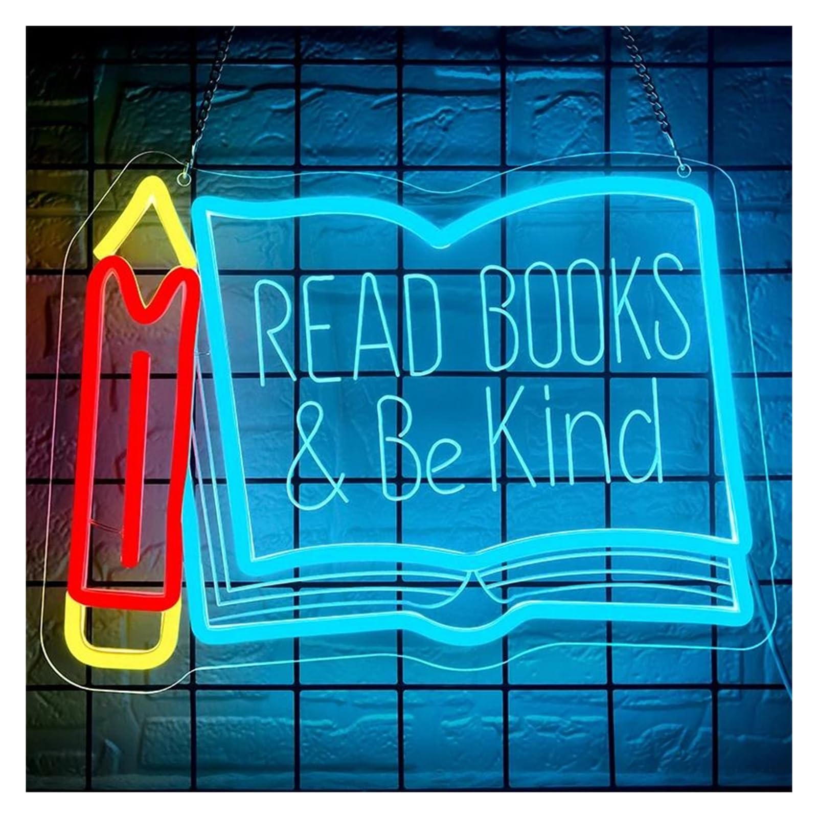 Wiszące neony artystyczne Read Books Be Kind Neon Light Do Klasy, Księgarni, Biblioteki, Muzeum, Pokoju Do Nauki, Dekoracji Ściennej Na Urodziny 35cmx25.5cm