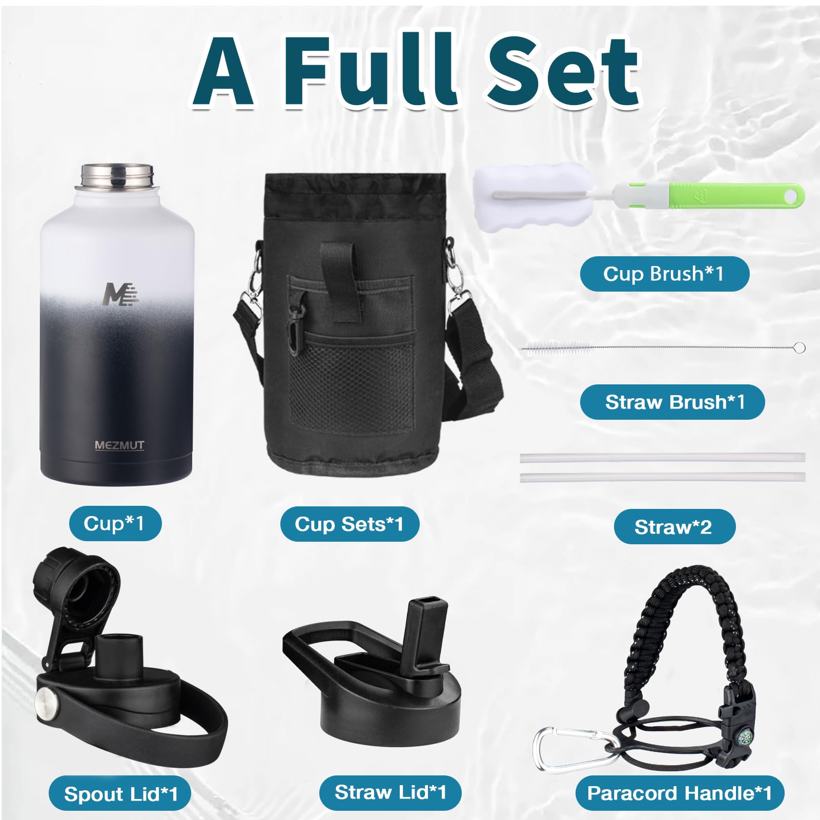 Digjuper Isolierte Edelstahl-Wasserflasche 32 Oz – Mit Paracord-Griff, Zwei Deckeln & Zubehör, Perfekt Für Outdoor
