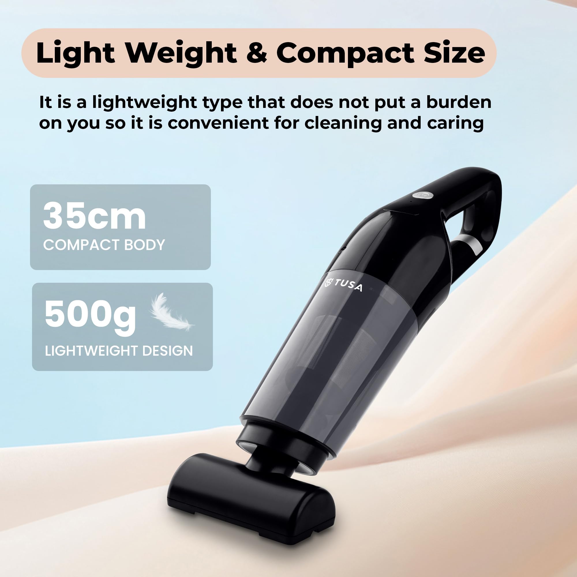 Tusa Cordless Vacuum Cleaner, Portable High Power Brushless Motor Vacuum Cleaner. Powerful Suction - for Car, Pet Hair and Home Cleaning (V2) Black 2