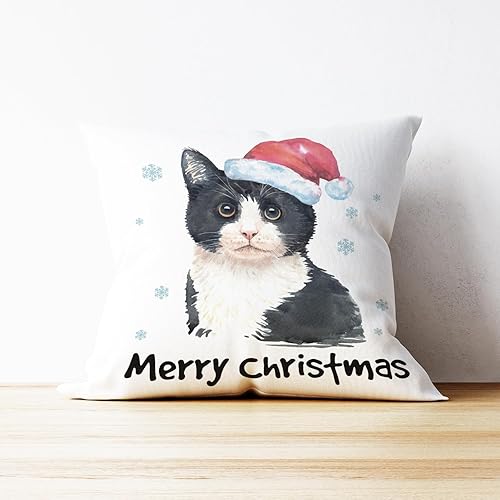 Miniatura 4 de Fundas de almohada de gato de Navidad de 18 x 18 pulgadas, almohada de gato, fundas de almohada de gato, funda de almohada de gato de Feliz Navidad,