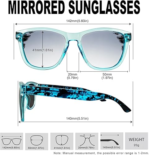 Miniatura 4 de KANASTAL Lentes de sol polarizados para hombres y mujeres, UV400, diseño cuadrado clásico, lentes de sol de moda