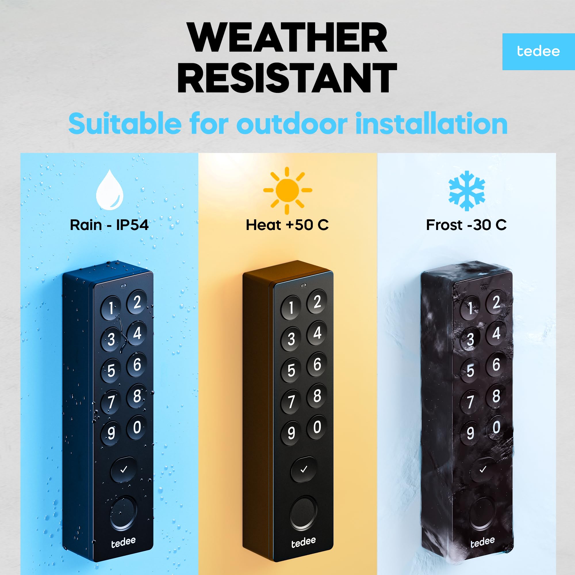 Tedee GO2 Alu Cerradura Inteligente con WiFi, Cilindro Exxo Smart, Huella Dactilar y Sensor de Puerta, Seguridad Clase 6, Acceso Remoto y Bloqueo Automático sin Llave | Alexa, Google, Apple, Matter
