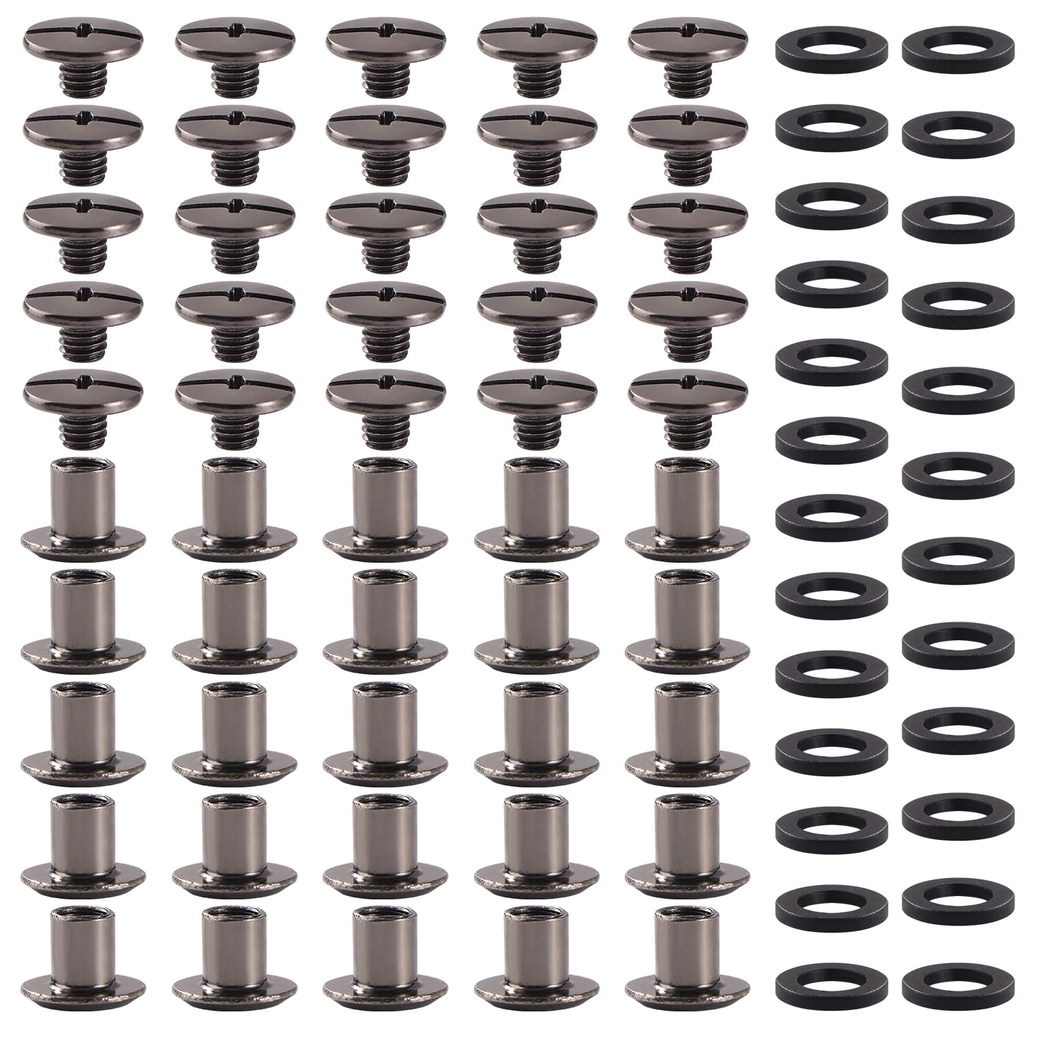 YIXISI 25 Set M5x6mm Chicago Binding Screws Kit, Book Binding Rivets, Leather Rivets, Binding Screws Posts