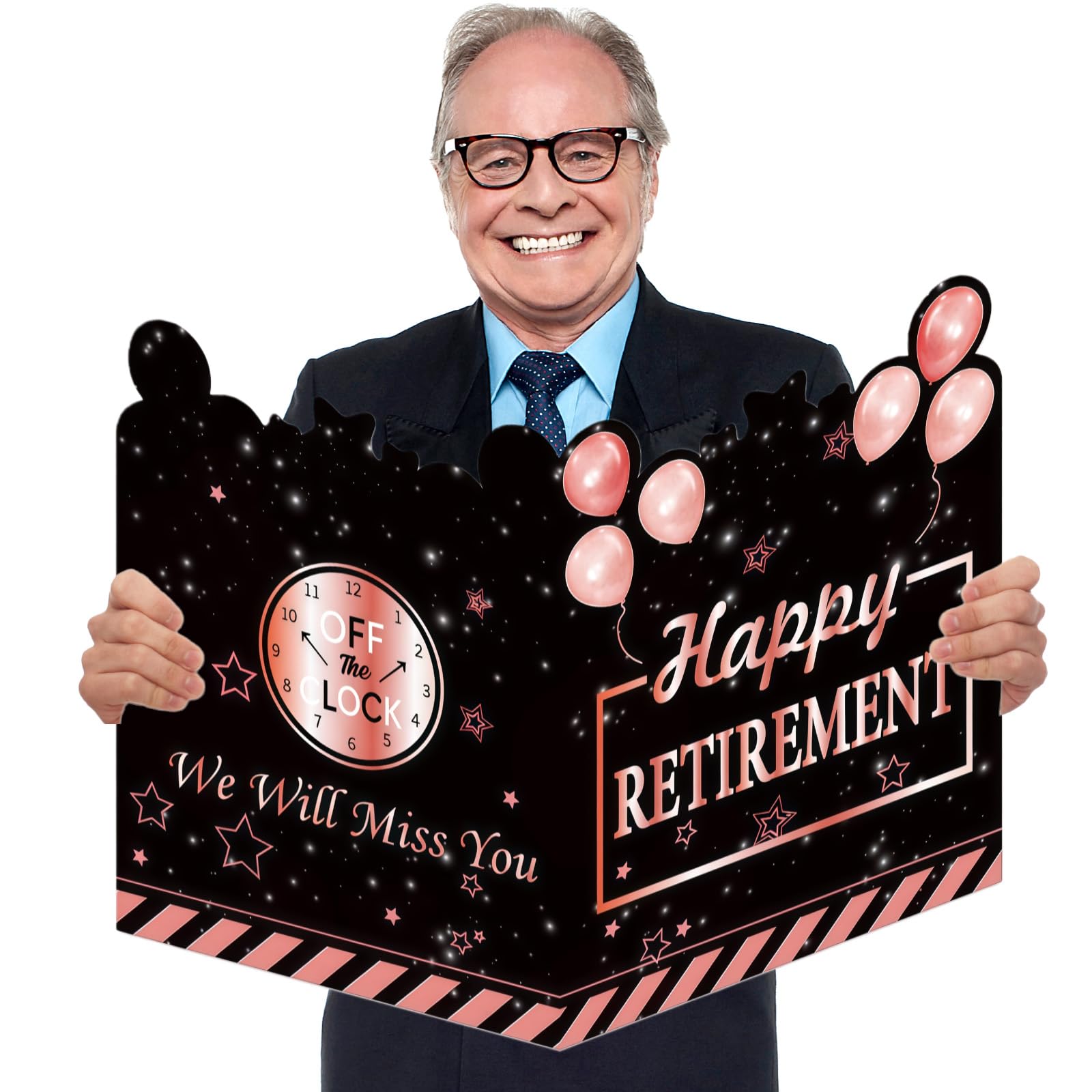 Large Happy Retirement Card With Envelope 15.7x22 inch Retirement Gifts for Men Women Giant Guest Book Jumbo Officially Retired Leaving Card Guest Signing Greeting Cards Party Decorations Rose Gold