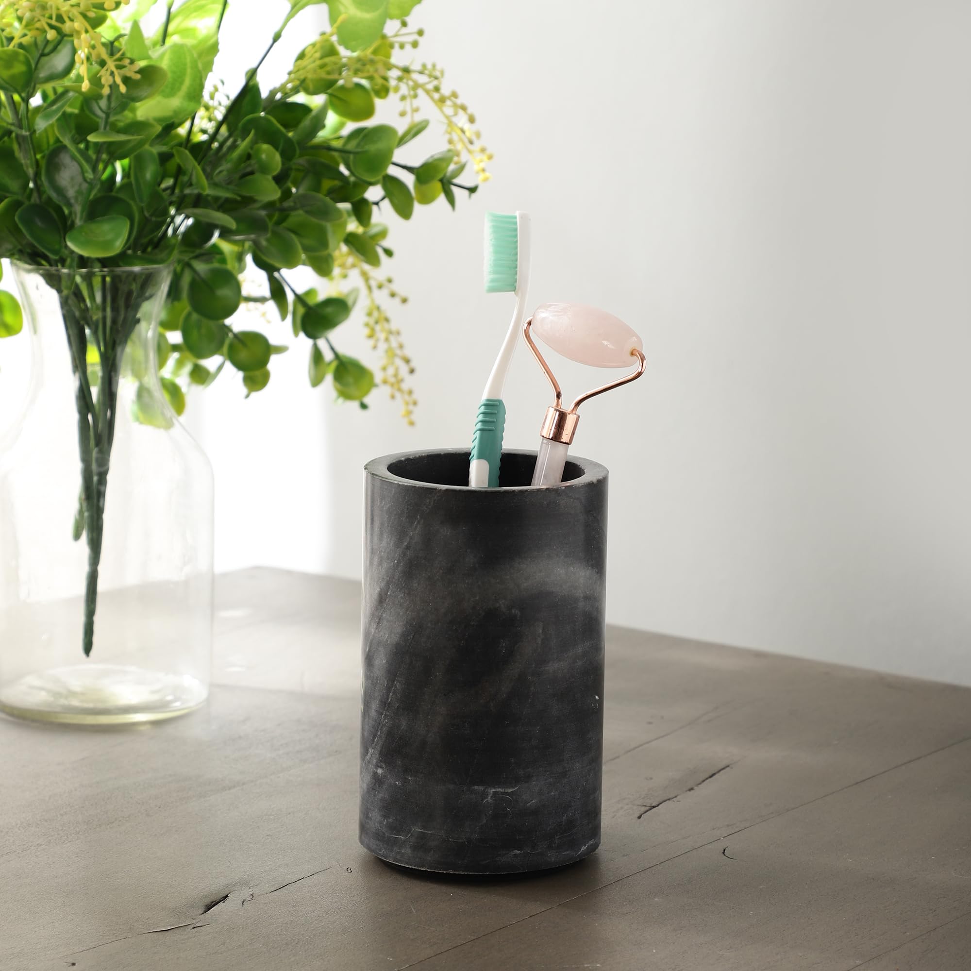 Nikkispride Marble Luxury Black Marble Multipurpose Tumbler β Toothbrush Holder, Cutlery Organizer, Decorative Utility