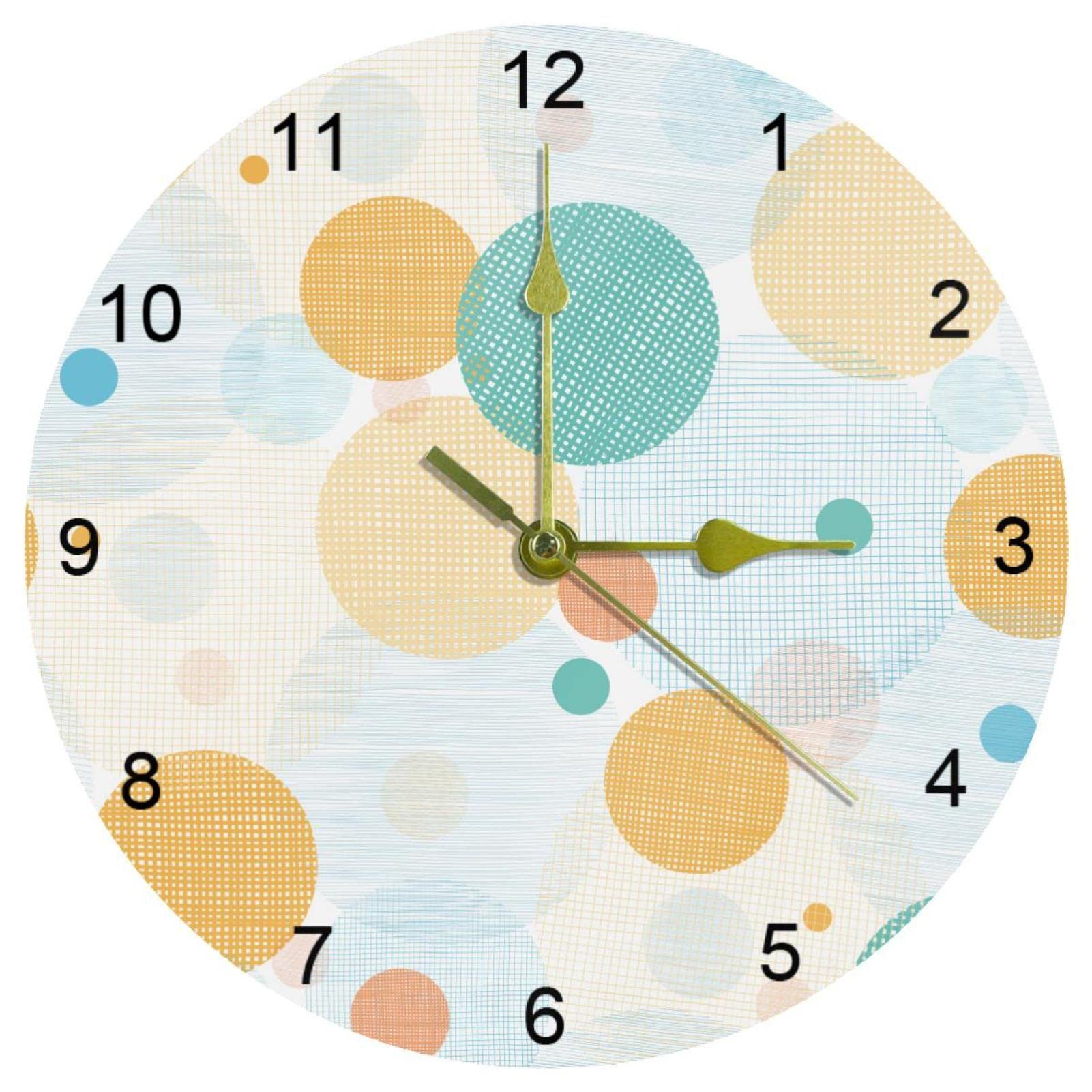 Horloge murale quartz 25,4 cm à chiffres arabes jaune et bleue