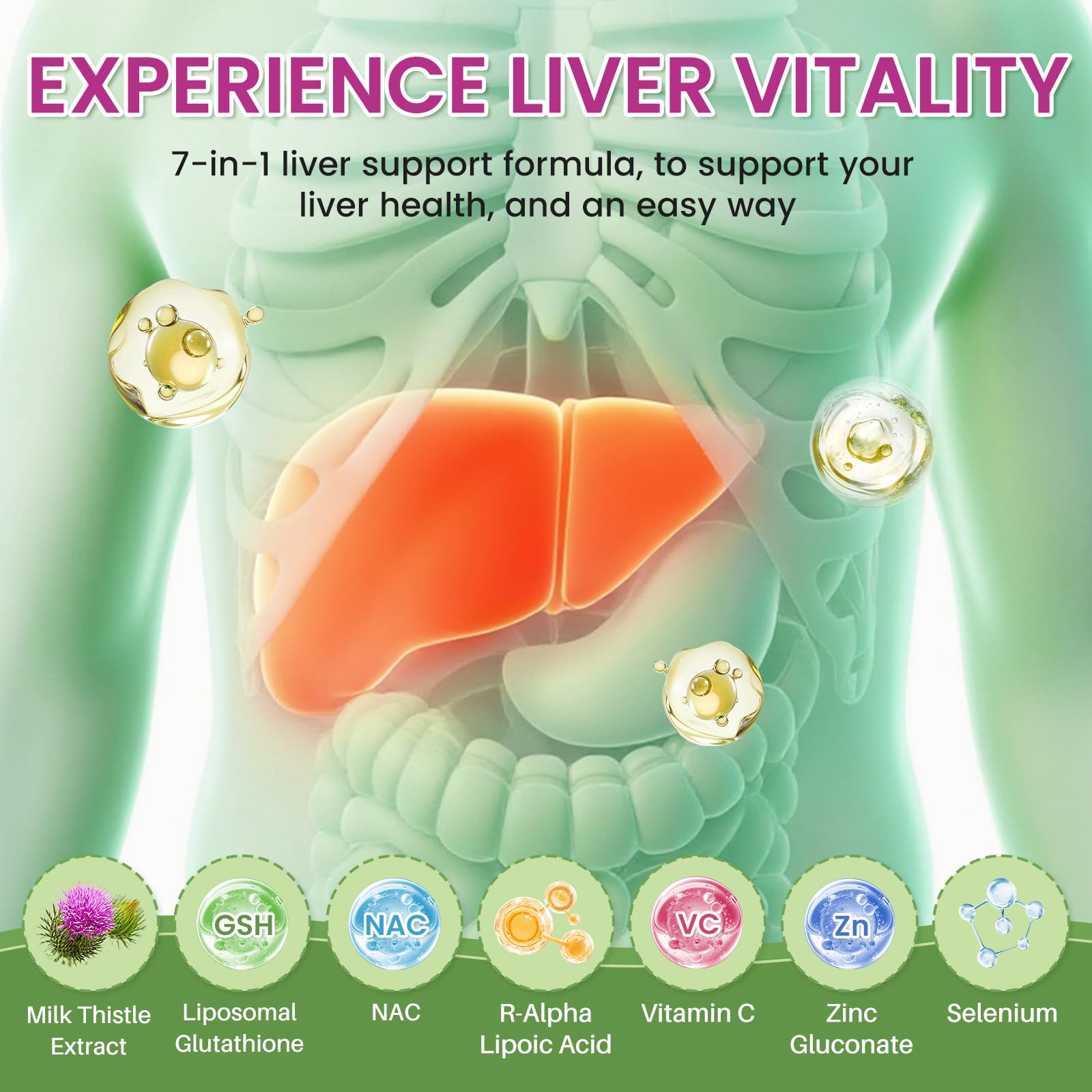 Amazon.com: Liver Cleanse Detox & Repair Liver Support Milk Thistle Drops  with Glutathione, NAC, ALA, Vitamin C, Zinc & Selenium for Liver Cleanse &  Defense, Immune & Skin Support