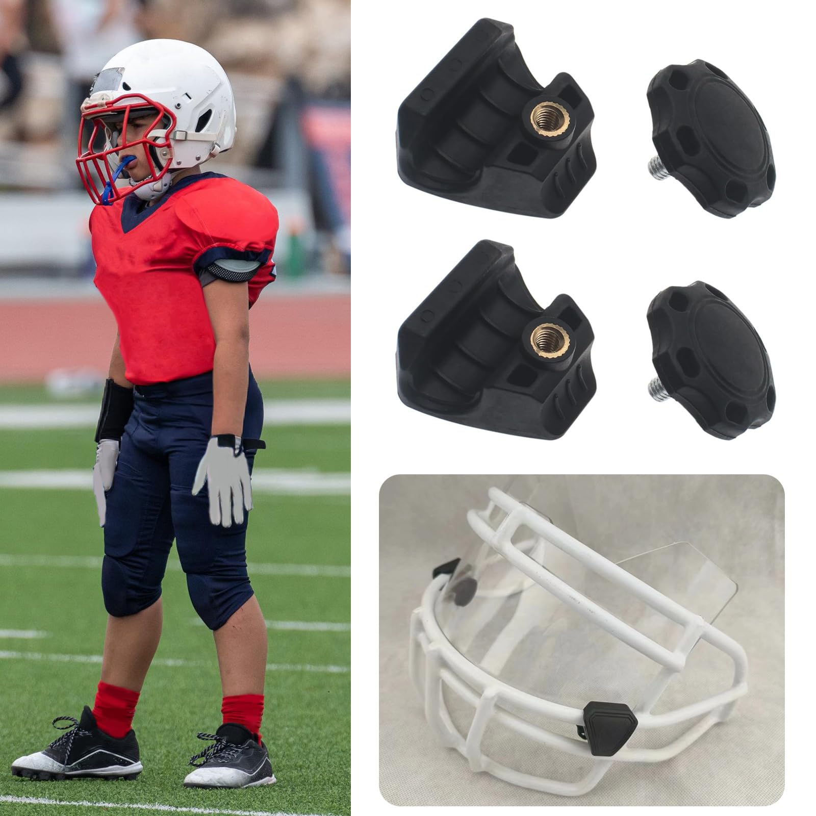 2 pezzi di nylon caschi visori clip di ricambio caschi da calcio viti chiusura rapida rilascio clip caschi da calcio accessorio