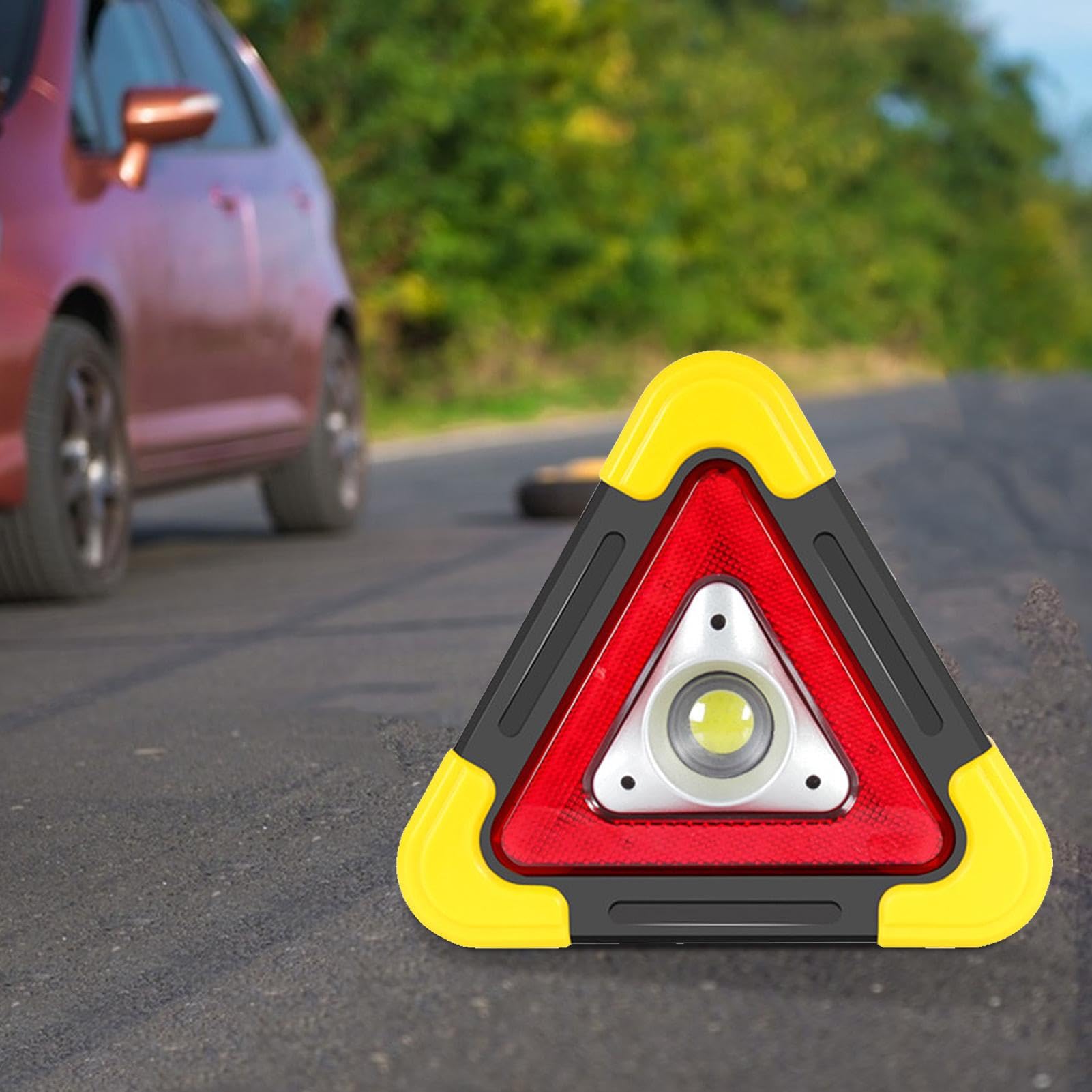 Triangle De Signalisation Solaire LED - 4 Modes - Pour Panne De Voiture Ou Sécurité Routière