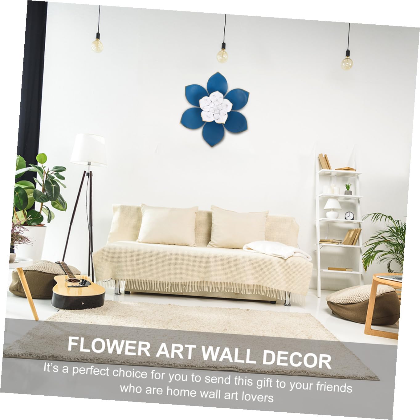 TOPPERFUN Fiore Decorativo da Parete in Ferro Blu per Interni
