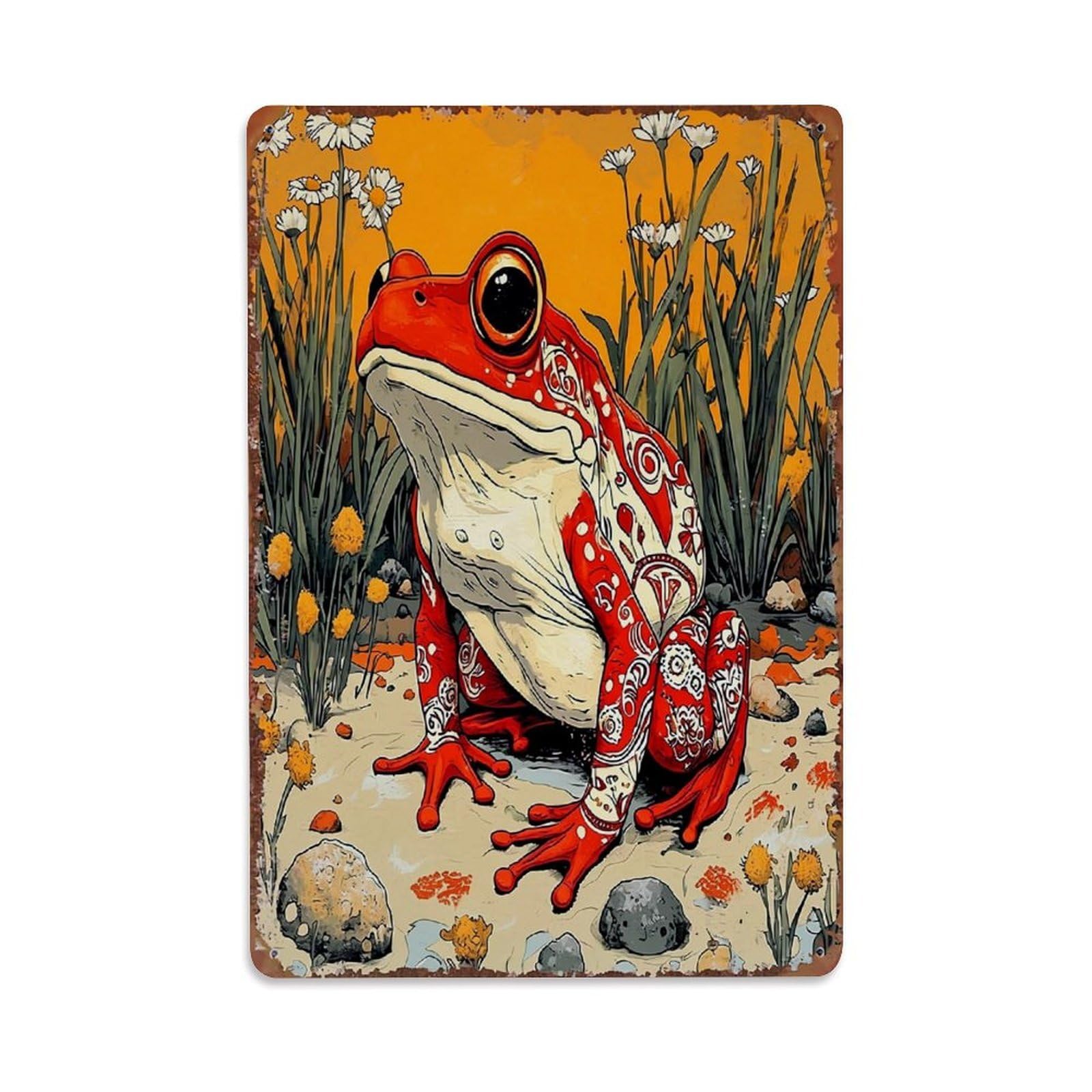 Jdfenggu Vintage Red White Ornate Floral Pattern Retro Metal Tin Sign, Metal Poster For Bar, Home, Man Cave, Kitchen, Laundry Room Art Decor 8X12 Inch