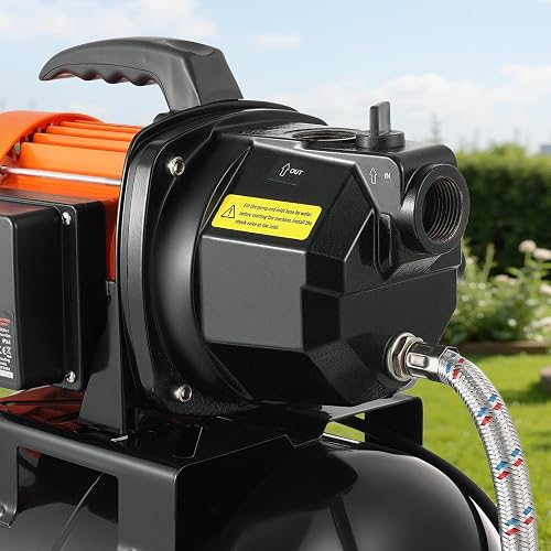 VEVOR Pompa per Pozzi Poco Profondi da 735 W con Serbatoio a Pressione 3785 LPH, Pompa per Irrigazione Sistema di Aumento Pressione d'Acqua con Filtro Prevalenza max 45m da Giardino Prato Orto - 8