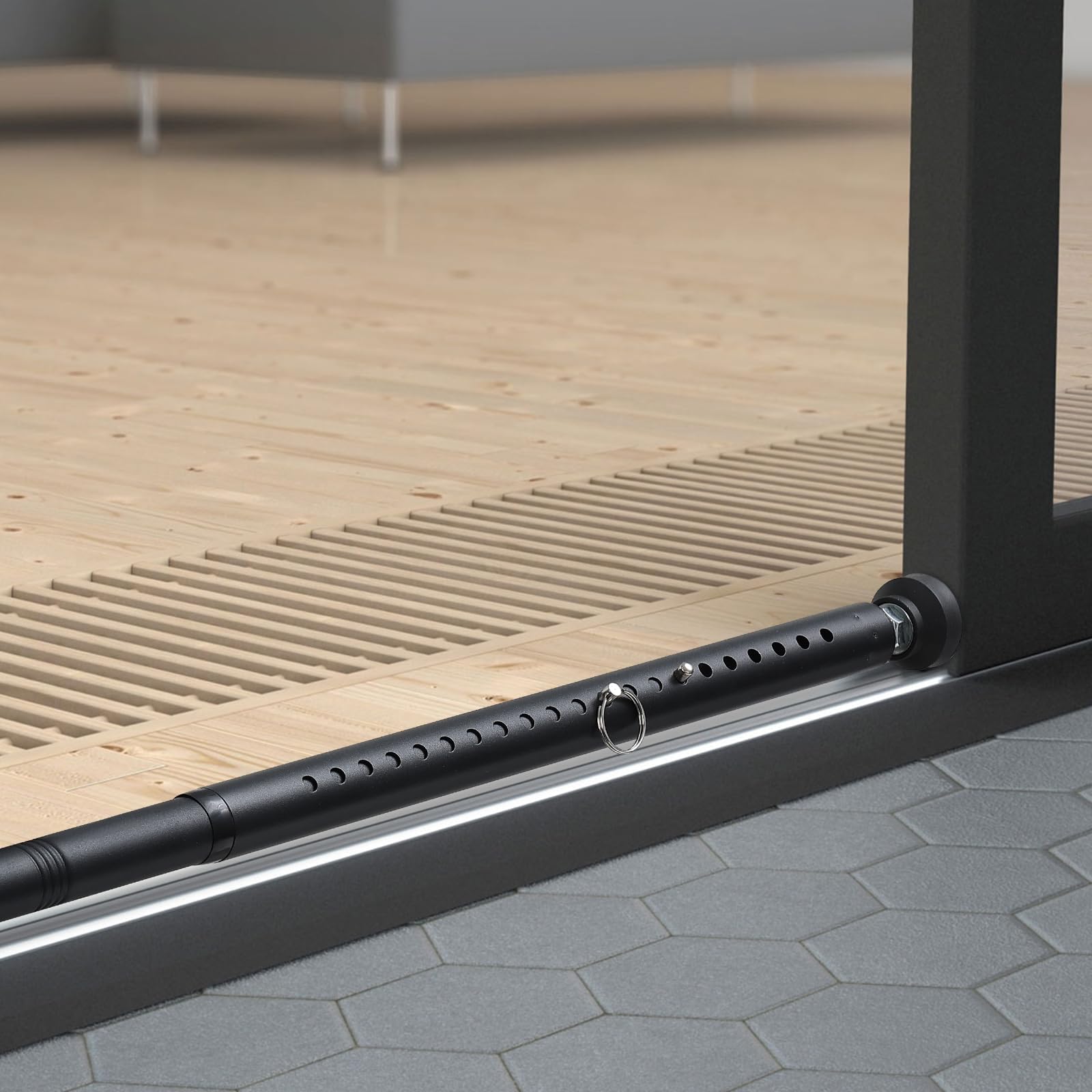 BeBecome Sliding Door Security Bar，17.7-50.5inch Adjustable Locking Window Safety Bar with Rubber Tips,Diameter 1inch Window Security Bar for Home Apartment (Black)