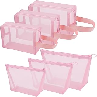 Juego de 6 bolsas de maquillaje de malla con ...