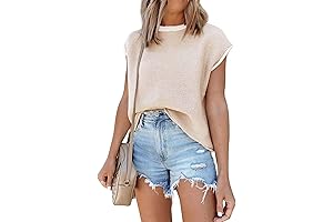 Cap Sleeve Knit Sweater Trendy Tops